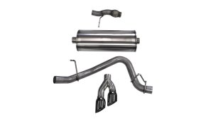 GMC Yukon Performance Exhaust - Single Side - CORSA Performance - Cat-Back Sport 3in Twin Tips - Black - `15-`20